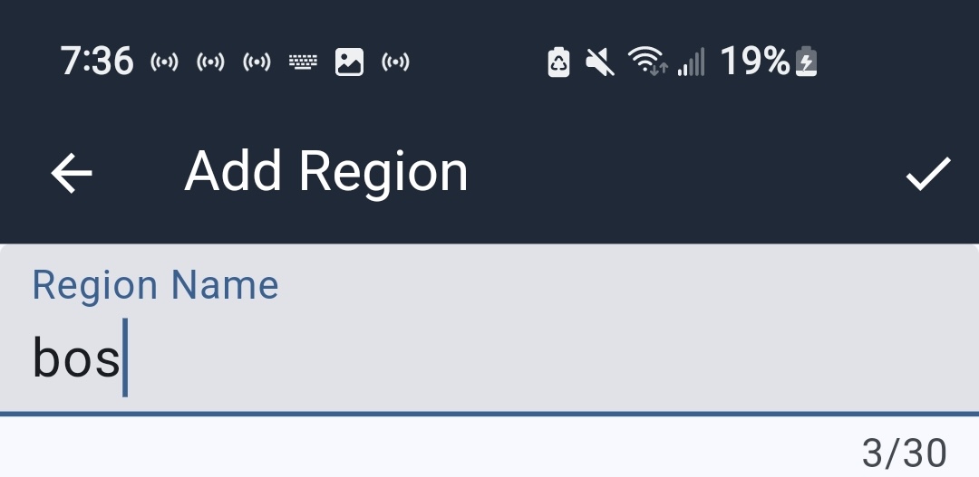 Add region screen